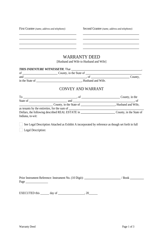 Archive Warranty Deed from Husband and Wife to Husband and Wife - Indiana Update Salesforce Records via SOQL