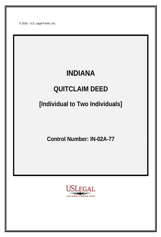 Archive Quitclaim Deed from Individual to Two Individuals in Joint Tenancy - Indiana Pre-fill from Excel Spreadsheet Bot