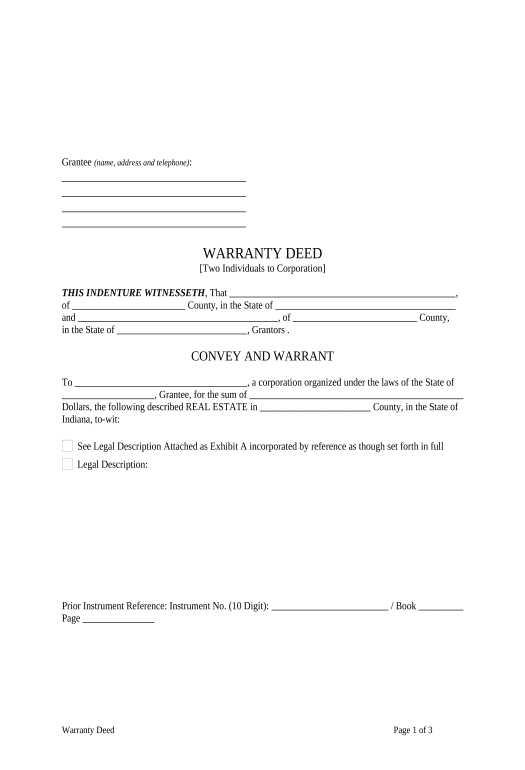 Synchronize Warranty Deed from two Individuals to Corporation - Indiana Unassign Role Bot