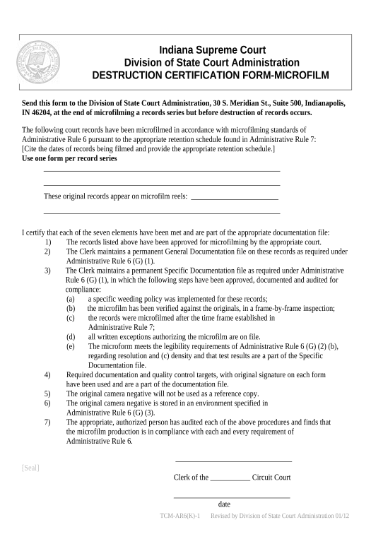 Update Destruction Certification Form - Indiana Pre-fill from AirTable Bot