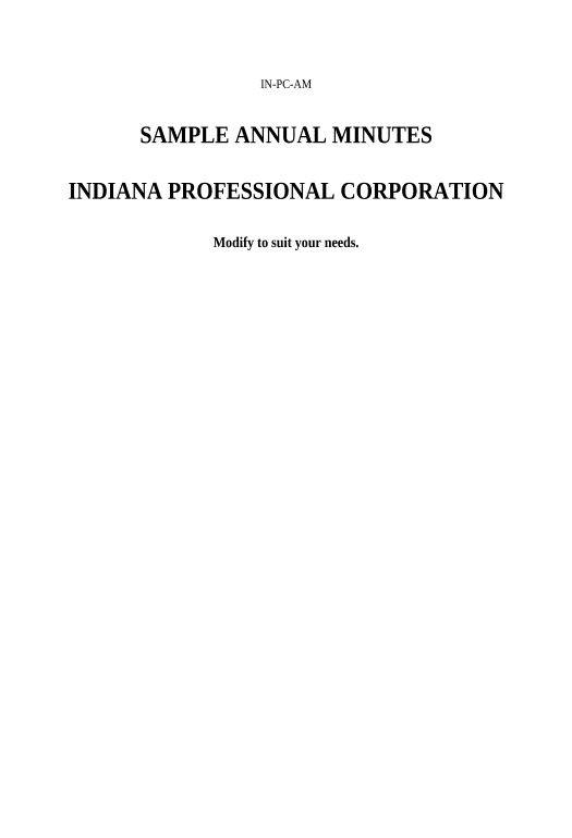 Extract Sample Annual Minutes for an Indiana Professional Corporation - Indiana Remind to Create Slate Bot