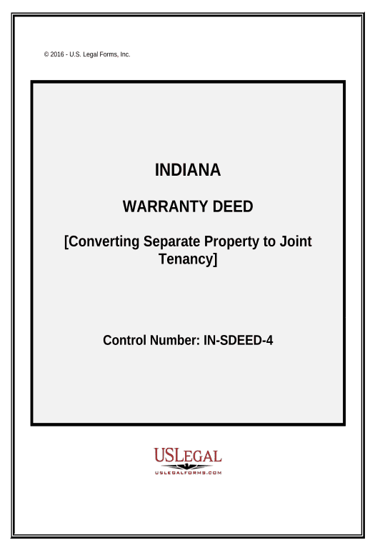 Archive Warranty Deed for Separate or Joint Property to Joint Tenancy - Indiana Pre-fill Document Bot