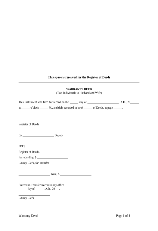 Export Warranty Deed from two Individuals to Husband and Wife - Kansas Pre-fill from CSV File Dropdown Options Bot