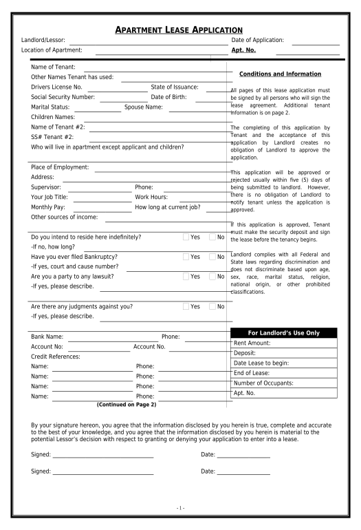 Export Apartment Lease Rental Application Questionnaire - Kansas Rename Slate Bot