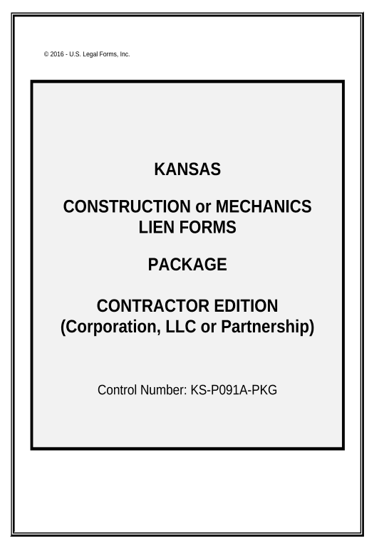 Update Kansas Construction or Mechanics Lien Package - Corporation or LLC - Kansas SendGrid send Campaign bot