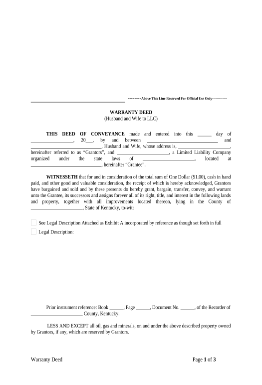 Export Warranty Deed from Husband and Wife to LLC - Kentucky Pre-fill from AirTable Bot