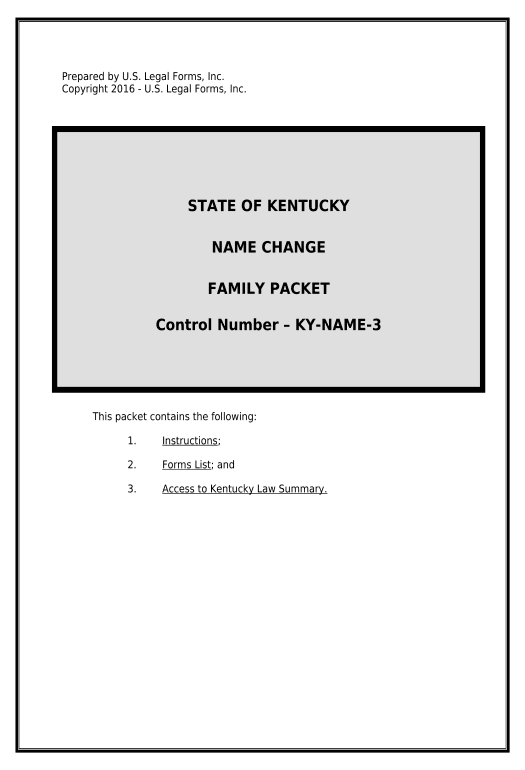 Manage Name Change Instructions and Forms Package for a Family - Kentucky Pre-fill from Excel Spreadsheet Bot