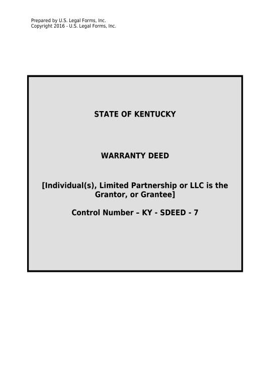 Export Warranty Deed from Limited Partnership or LLC is the Grantor, or Grantee - Kentucky Netsuite