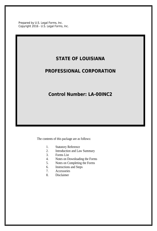 Export Professional Corporation Package for Louisiana - Louisiana Invoke Salesforce Process Bot