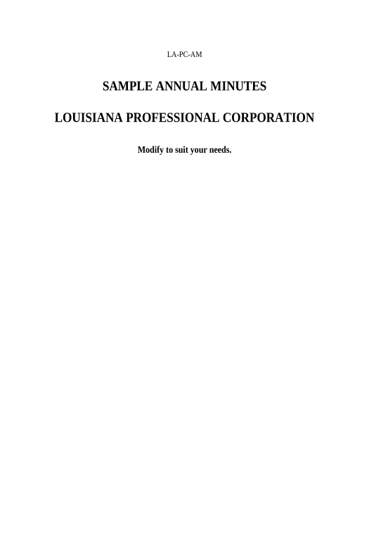 Extract Sample Annual Minutes for a Louisiana Professional Corporation - Louisiana Pre-fill from Excel Spreadsheet Bot