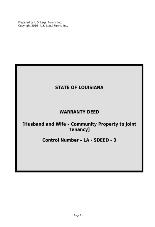 Manage Warranty Deed to convert Community Property to Joint Tenancy - Louisiana Calculate Formulas Bot