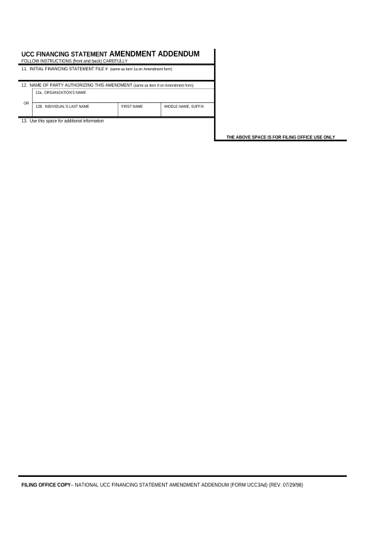 Incorporate Louisiana UCC3 Financing Statement Amendment Addendum - Louisiana Google Sheet Two-Way Binding Bot