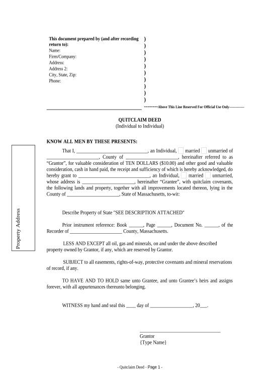Pre-fill massachusetts quitclaim deed form Pre-fill from another Slate Bot