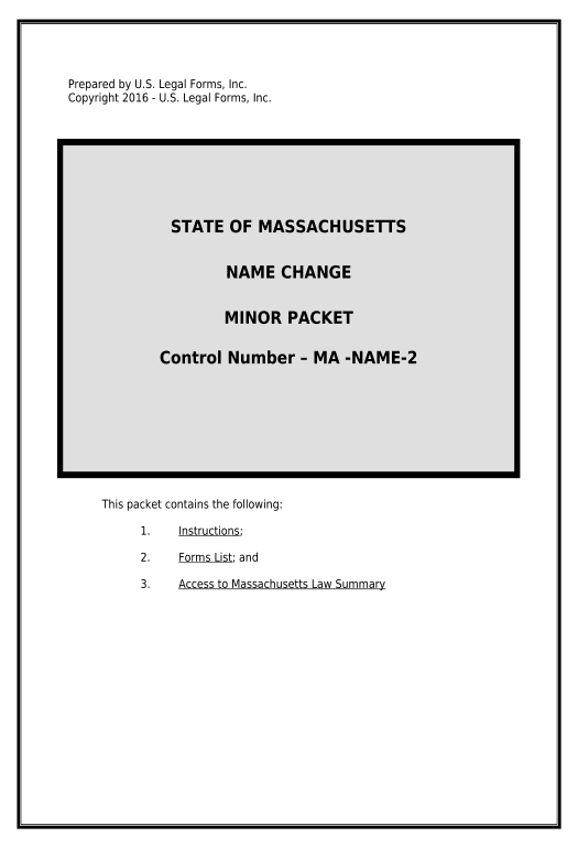 Arrange Massachusetts Name Change Instructions and Forms Package for a Minor - Massachusetts