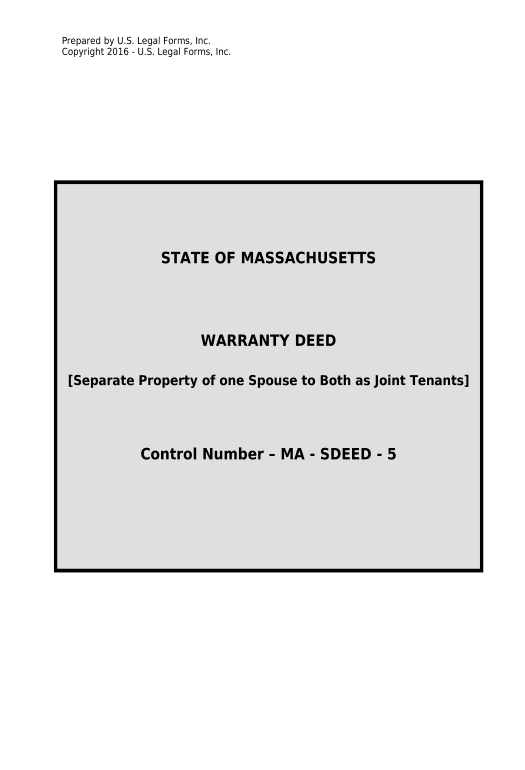 Pre-fill Warranty Deed to Separate Property of One Spouse to Both Spouses as Joint Tenants - Massachusetts Text Message Notification Postfinish Bot