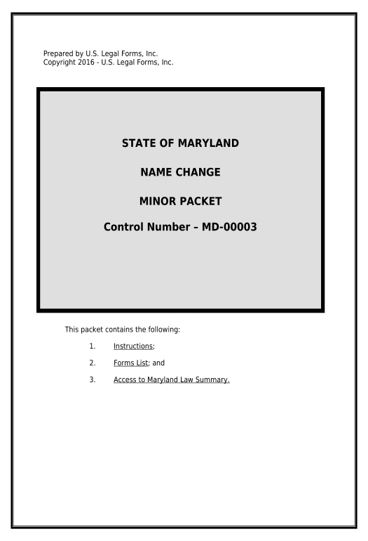 Manage Maryland Name Change Instructions and Forms Package for a Minor - Maryland Google Drive Bot