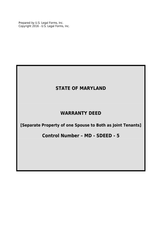 Archive Warranty Deed to Separate Property of One Spouse to Both Spouses as Joint Tenants - Maryland Pre-fill from Google Sheets Bot