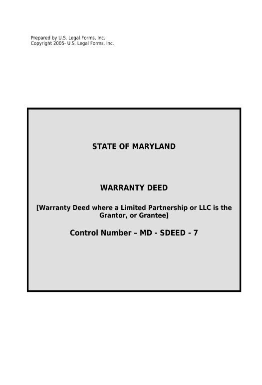 Manage Warranty Deed from Limited Partnership or LLC is the Grantor, or Grantee - Maryland Pre-fill from MySQL Bot