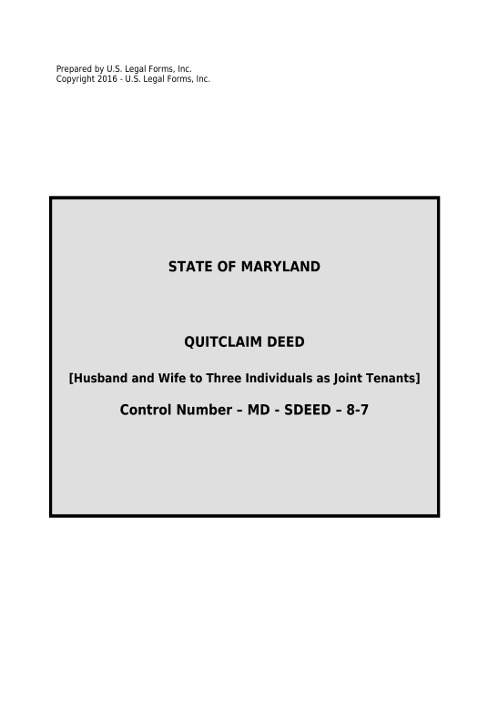Extract Quitclaim Deed from Husband and Wife to Three Individuals as Joint Tenants - Maryland Salesforce