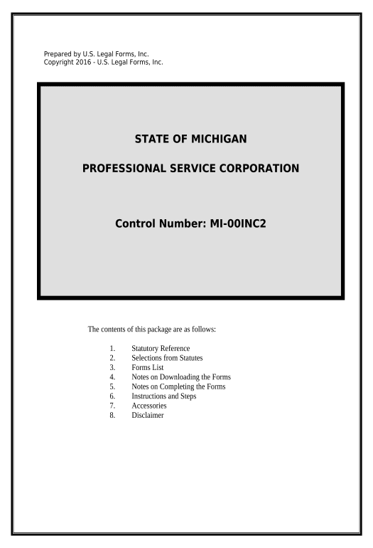 Pre-fill Professional Corporation Package for Michigan - Michigan Dropbox Bot