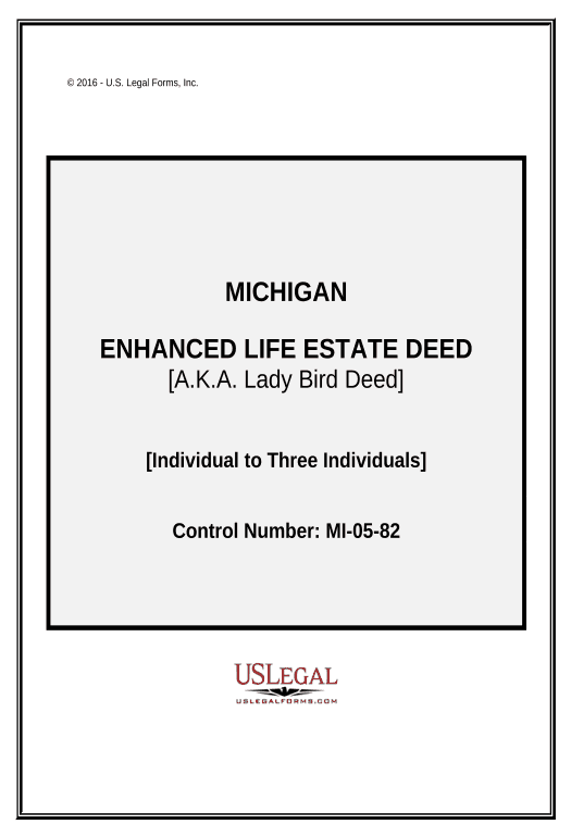 Extract Enhanced Life Estate or Lady Bird Deed - Individual to Three Individuals - Michigan Remove Tags From Slate Bot