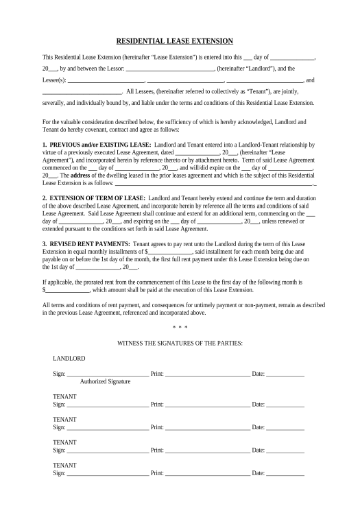 Pre-fill Residential or Rental Lease Extension Agreement - Michigan Pre-fill Document Bot