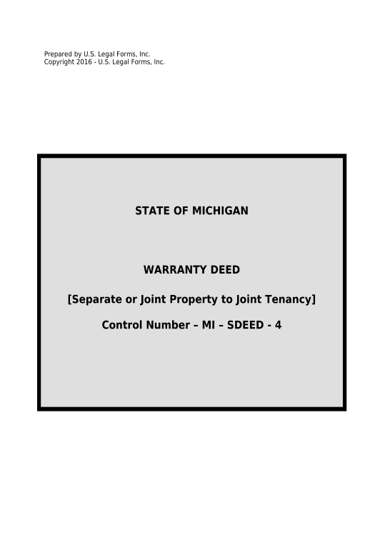 Arrange Warranty Deed for Separate or Joint Property to Joint Tenancy - Michigan