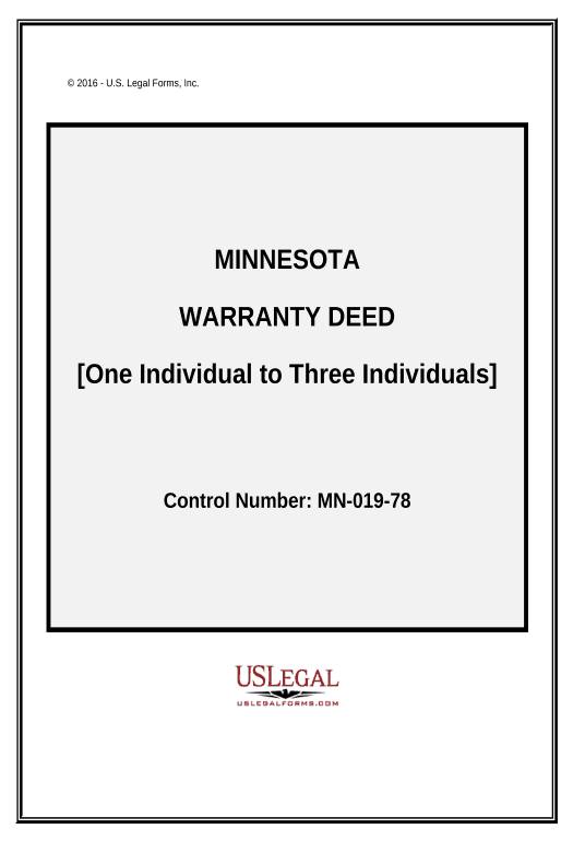 Incorporate Warranty Deed - One Individual to Three Individuals - Minnesota Pre-fill from Excel Spreadsheet Dropdown Options Bot