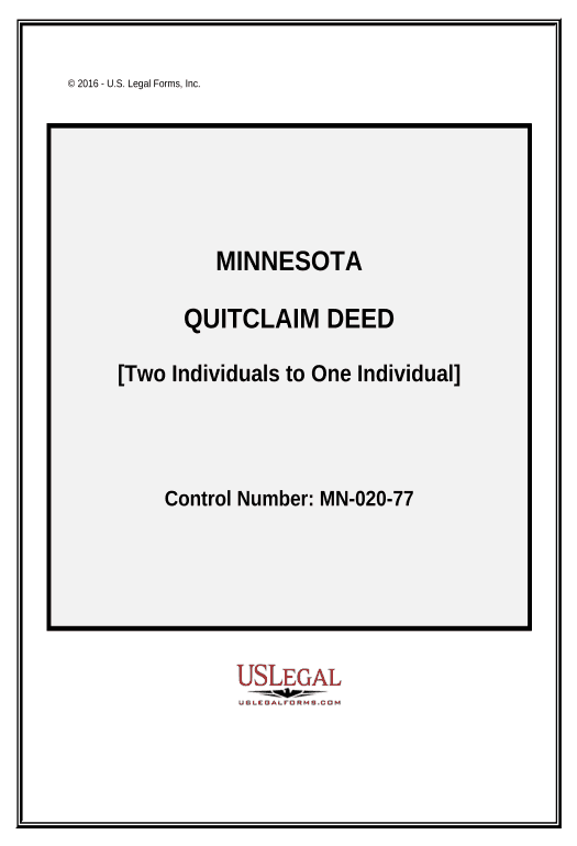 Incorporate Quitclaim Deed - Two Individuals to One Individual - Minnesota Create QuickBooks invoice Bot