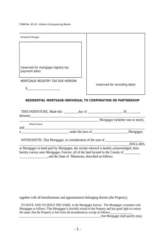 Pre-fill Residential Mortgage - Individual To Corporation or Partnership - UCBC Form 422-M - Minnesota Update NetSuite Records Bot