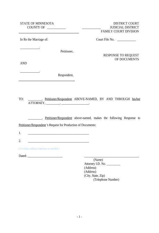 Export Discovery - Format for Response to Request for Production of Documents - Minnesota Email Notification Postfinish Bot