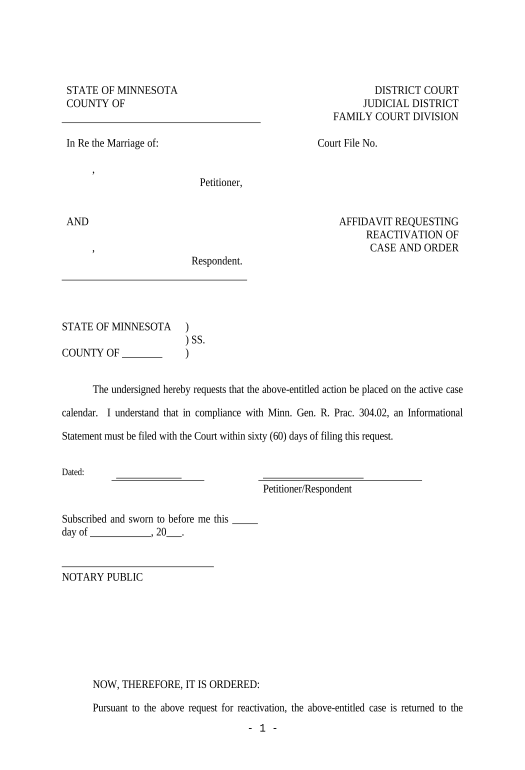 Export Motion Requesting Case be Placed on Active Docket - Minnesota Pre-fill with Custom Data Bot