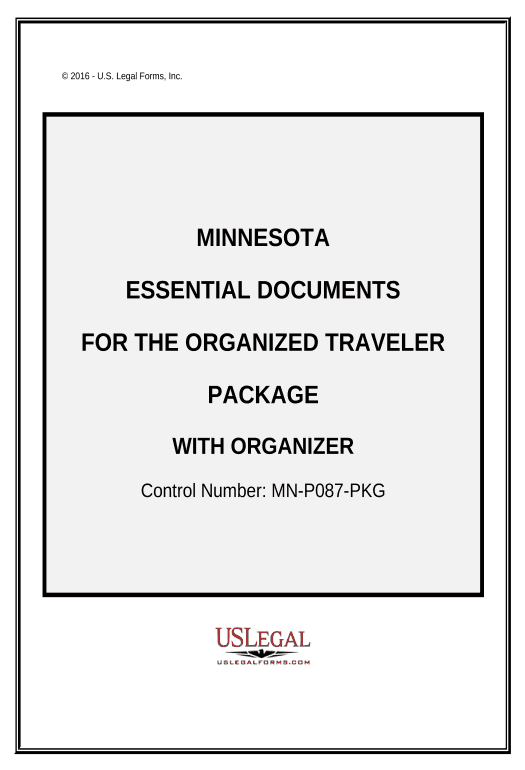 Export Essential Documents for the Organized Traveler Package with Personal Organizer - Minnesota Pre-fill with Custom Data Bot