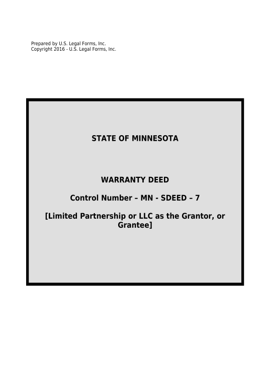 Manage Warranty Deed from Limited Partnership or LLC is the Grantor, or Grantee - Minnesota Pre-fill from MySQL Bot