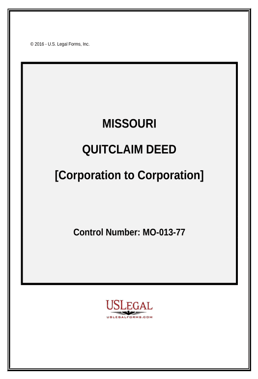 Pre-fill Quitclaim Deed from Corporation to Corporation - Missouri Export to Formstack Documents Bot