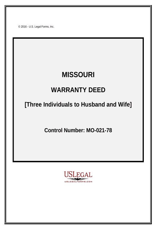 Automate Warranty Deed - Three Individuals to Husband and Wife - Missouri Pre-fill from Smartsheet Bot