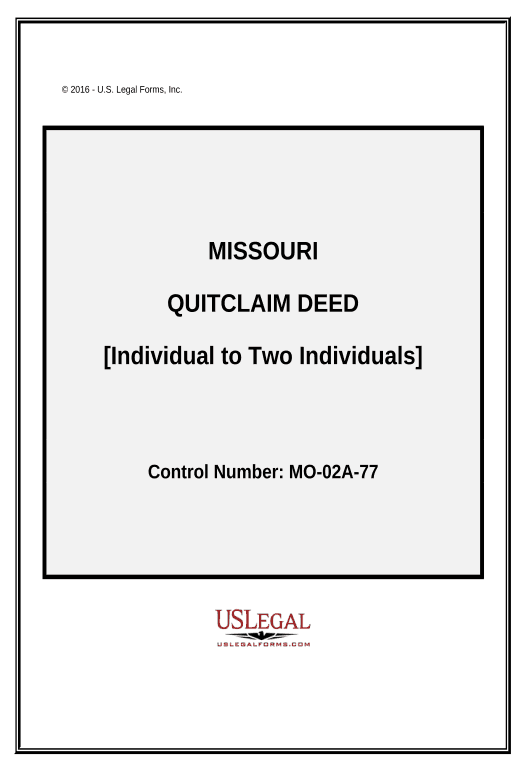 Synchronize Quitclaim Deed from Individual to Two Individuals in Joint Tenancy - Missouri Pre-fill from Office 365 Excel Bot