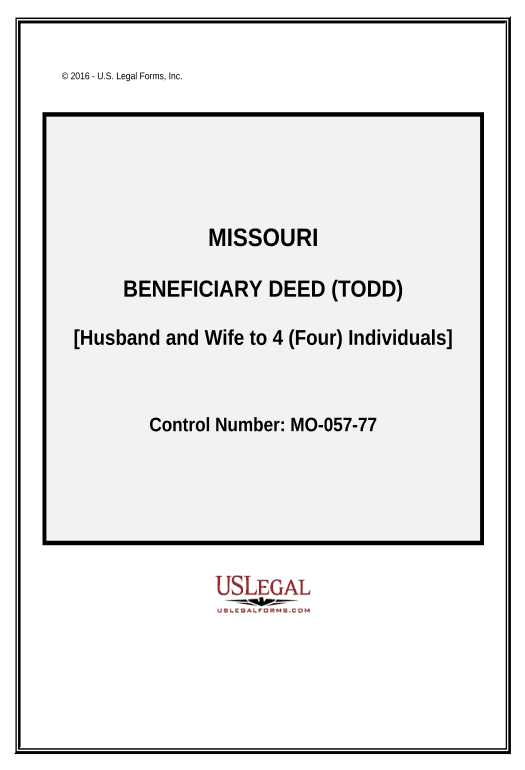 Integrate Missouri TOD - Transfer on Death Deed or Beneficiary Deed - Husband and Wife to Four Individuals - Missouri Pre-fill from Office 365 Excel Bot