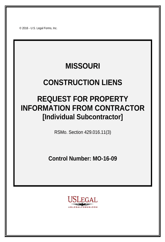 Export Request for Property Information from Contractor - Individual Subcontractor - Missouri Salesforce