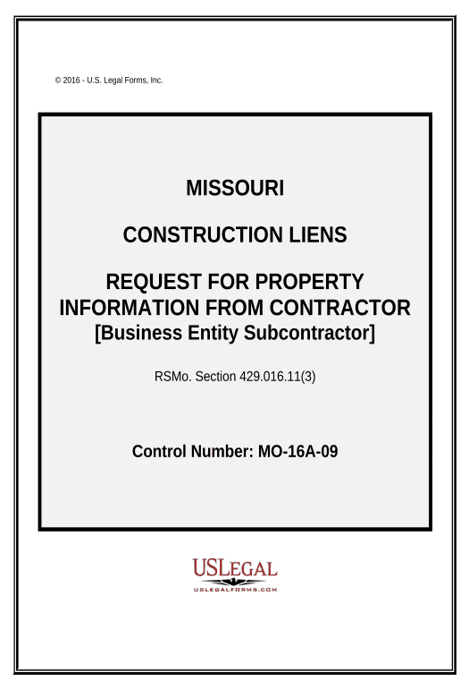 Synchronize Request for Property Information from Contractor - Business Entity Subcontractor - Missouri Pre-fill with Custom Data Bot