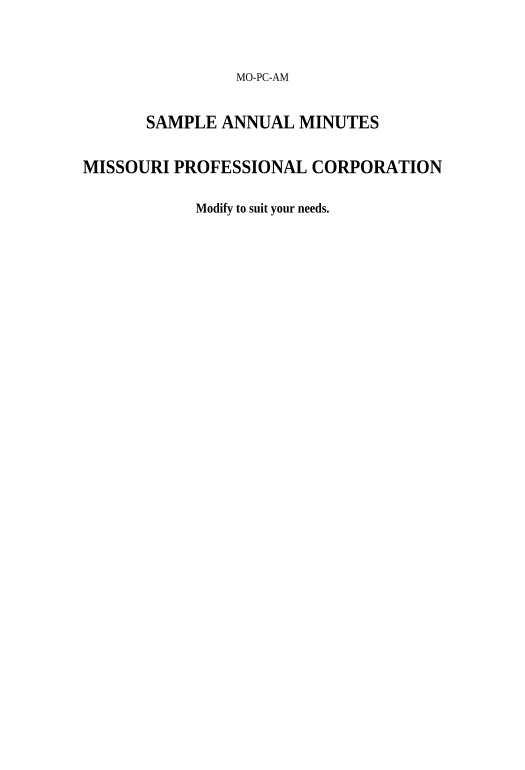 Pre-fill Annual Minutes for a Missouri Professional Corporation - Missouri SendGrid send Campaign bot