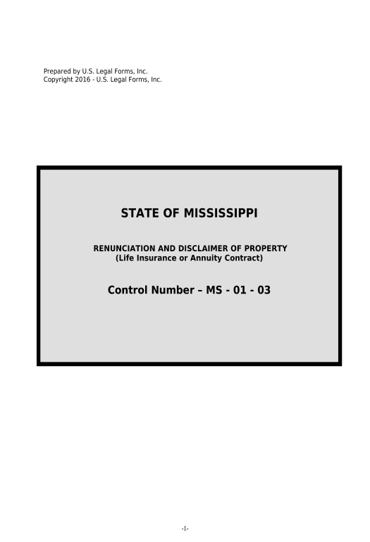 Update Mississippi Renunciation and Disclaimer of Property from Life Insurance or Annuity Contract - Mississippi Create MS Dynamics 365 Records