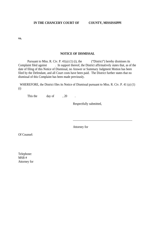 Export Notice of Dismissal - Mississippi Rename Slate document Bot