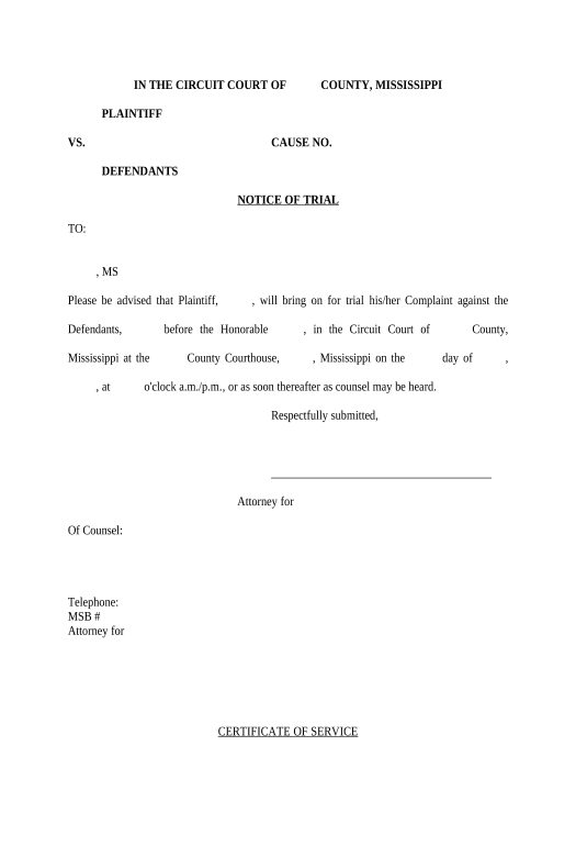 Update Notice of Trial - Mississippi Export to Google Sheet Bot