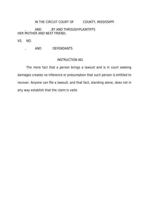 Manage Jury Instruction - No Presumption by merely filing Complaint - Mississippi MS Teams Notification upon Opening Bot