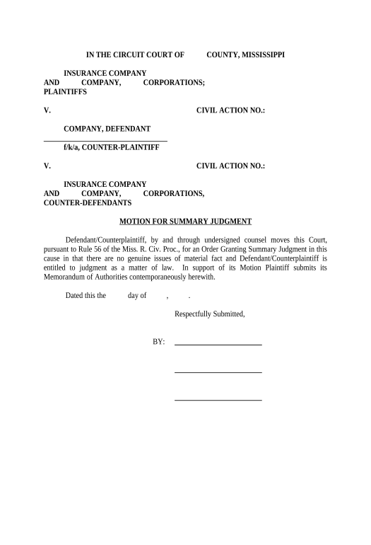 Archive Motion for Summary Judgment - Mississippi Pre-fill from CSV File Dropdown Options Bot