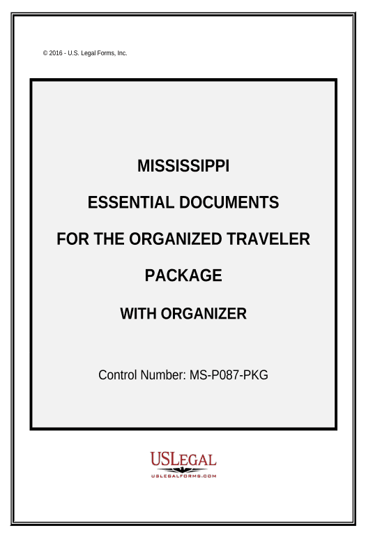 Archive Essential Documents for the Organized Traveler Package with Personal Organizer - Mississippi Pre-fill Slate from MS Dynamics 365 Records