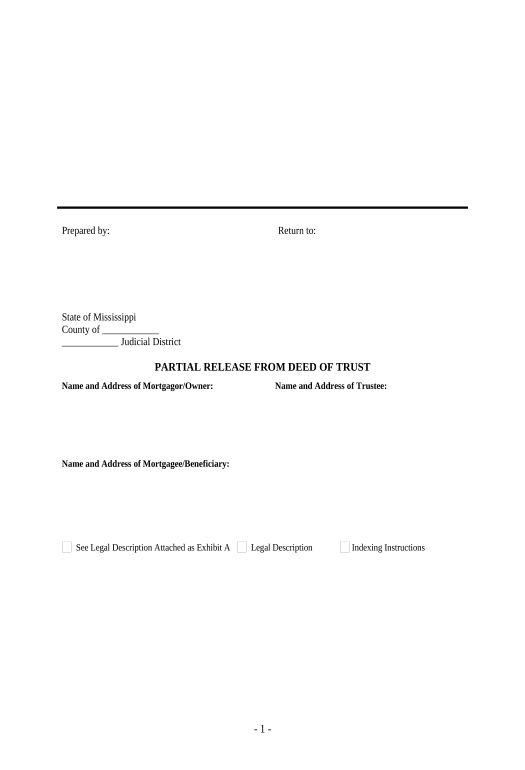 Pre-fill Partial Release of Property From Deed of Trust for Individual - Mississippi MS Teams Notification upon Opening Bot