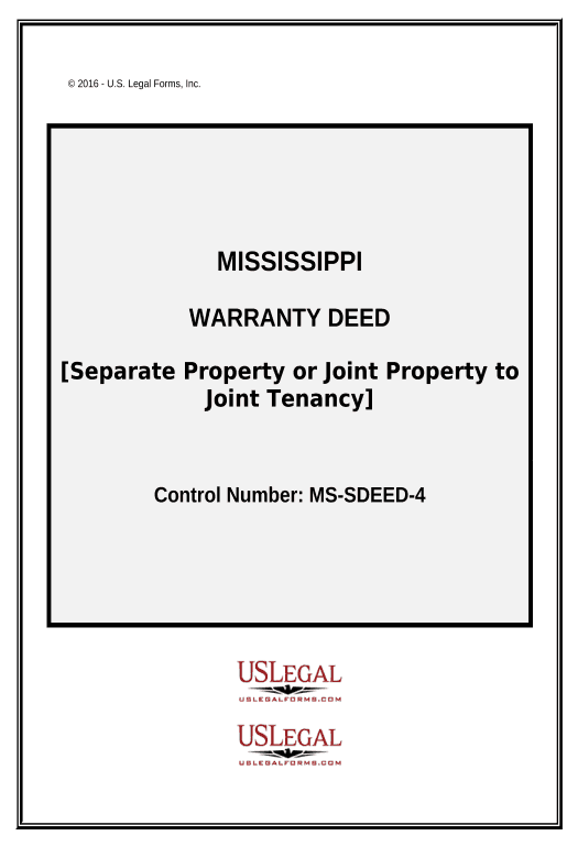 Manage Warranty Deed for Separate or Joint Property to Joint Tenancy - Mississippi Export to Salesforce Bot
