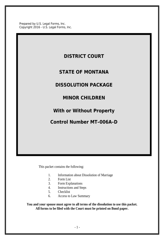 Synchronize No-Fault Agreed Uncontested Divorce Package for Dissolution of Marriage for people with Minor Children - Montana SendGrid send Campaign bot
